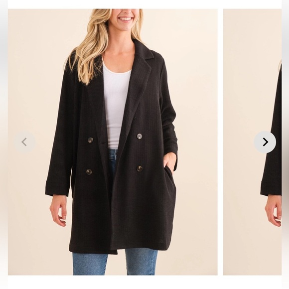 Cozy Co Waffle Knit Long Cardigan Black Knit size small - Picture 11 of 14